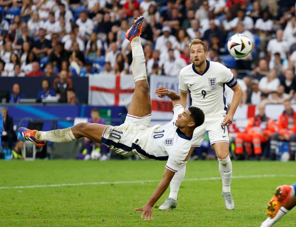 Jude Bellingham’s spectacular goal against Slovakia in the 95th minute saved England from crashing out of the Euros (REUTERS)