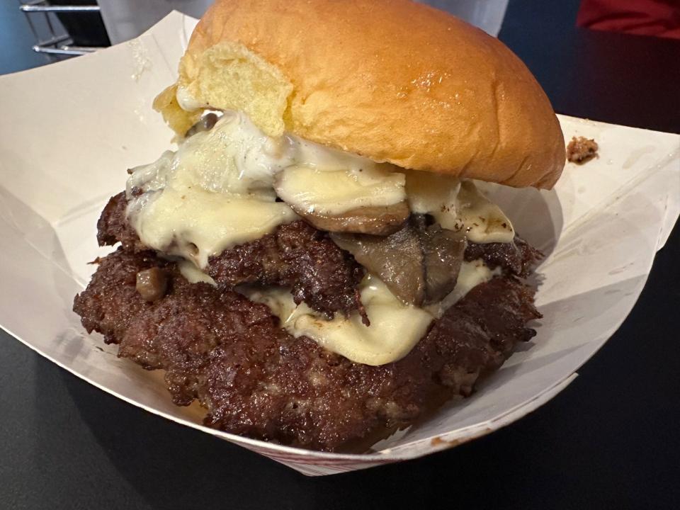 The Aristocrat from Smash'd Burger Bar in Irvington features Swiss cheese, grilled mushrooms, grilled onions and garlic aioli.