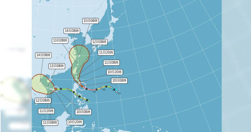 強烈颱風璨樹來勢洶洶。 （圖／翻攝中央氣象局）