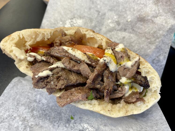 Wagyu shawarma pita from Avi Cue in Studio City.