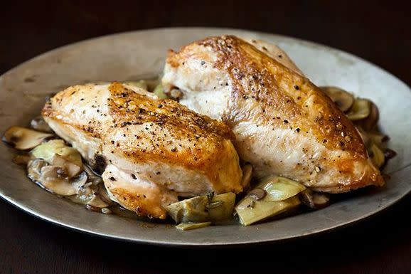 Chicken Breasts with Mushrooms and Artichoke Hearts