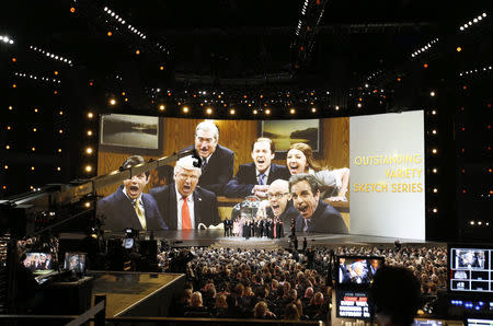 70th Primetime Emmy Awards - Show - Los Angeles, California, U.S., 17/09/2018 - Saturday Night Live creator Lorne Michaels accepts the Emmy for Outstanding Variety Sketch series. REUTERS/Mario Anzuoni