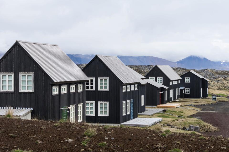 Dwellings in the tiny town of Hellnar, on Iceland's Snaefellsnes peninsula.