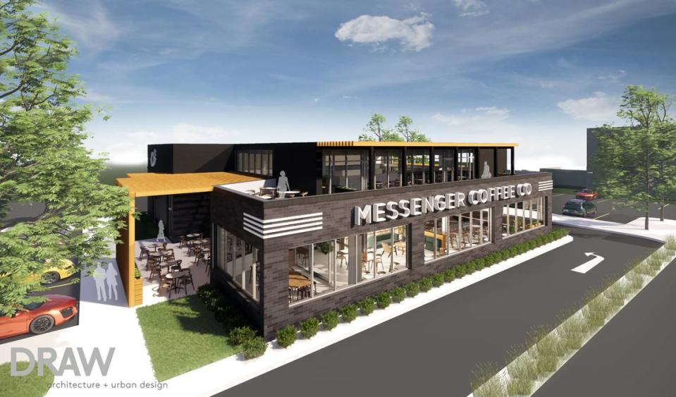 A rendering of the new Messenger Coffee Co.  and Ibis Bakery planned for Prairiefire.  
