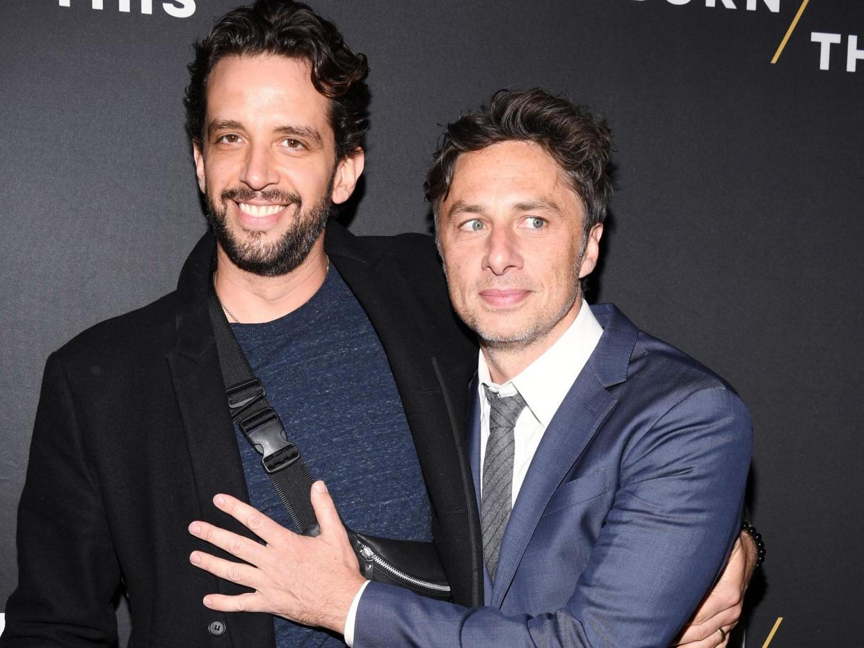 The late Nick Cordero pictured with his friend and former co-star Zach Braff in 2019: Rex