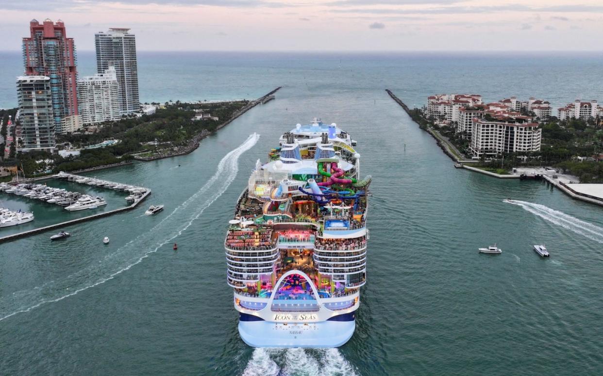 The Icon of the Seas leaving Miami