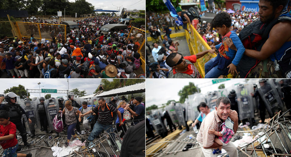 FOTOS | Así rompieron los migrantes el cerco fronterizo para entrar a México