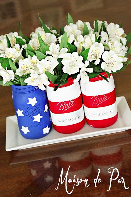 American Flag Mason Jars