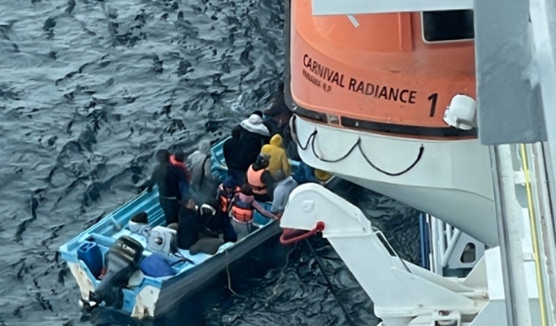 The Carnival Radiance team rescued 25 people on a stranded boat on Saturday.