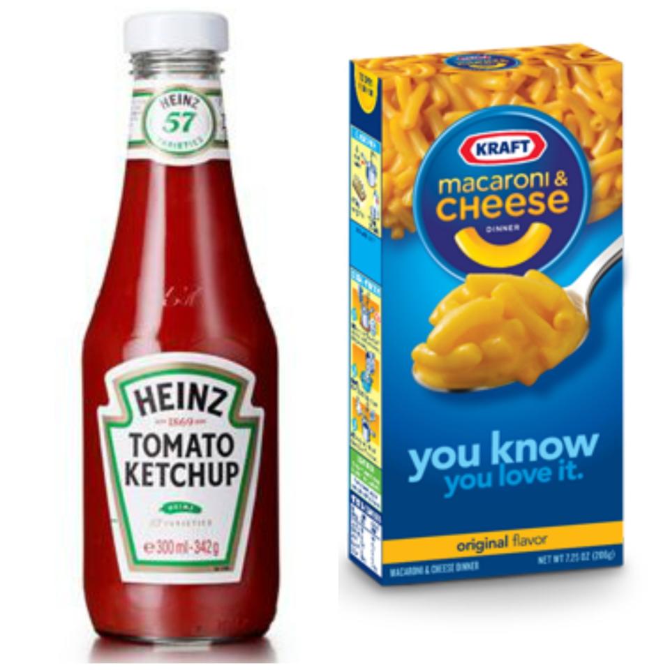 (Heinz) Tomato Ketchup and (Kraft) Macaroni & Cheese