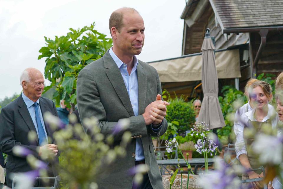 <p>Hugh Hastings - WPA Pool / Getty </p> Prince William visits the Orangery restaurant in Cornwall in July 2023