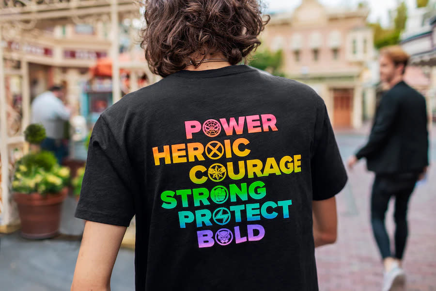 A queer-themed Marvel shirt part of the new Disney Pride Collection, available at shopdisney.com. (Credit: The Walt Disney Company) 