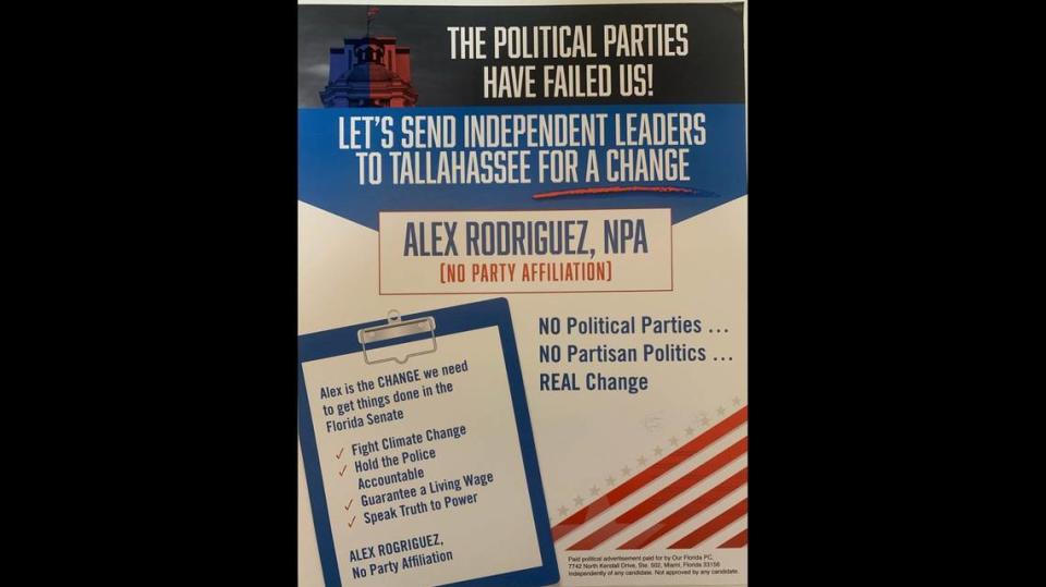 Voters in Senate District 37 received dark-money-funded mailers that featured little-known, no-party candidate Alex Rodriguez. The mailers aimed to “confuse” voters.