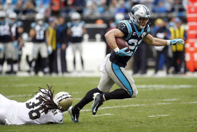 Carolina Panthers running back Christian McCaffrey (22) during the NFL  football game between the New Orleans