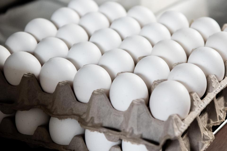 Cartons of eggs are ready for use at Aunt Judy's Family Restaurant in Doylestown Borough on Thursday, January 19, 2023, as restaurants and consumers continue to contend with the rising cost of eggs.