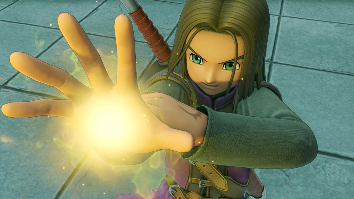  Best JRPGs - The Dragon Quest 11 protagonist fires magic from his palm. 