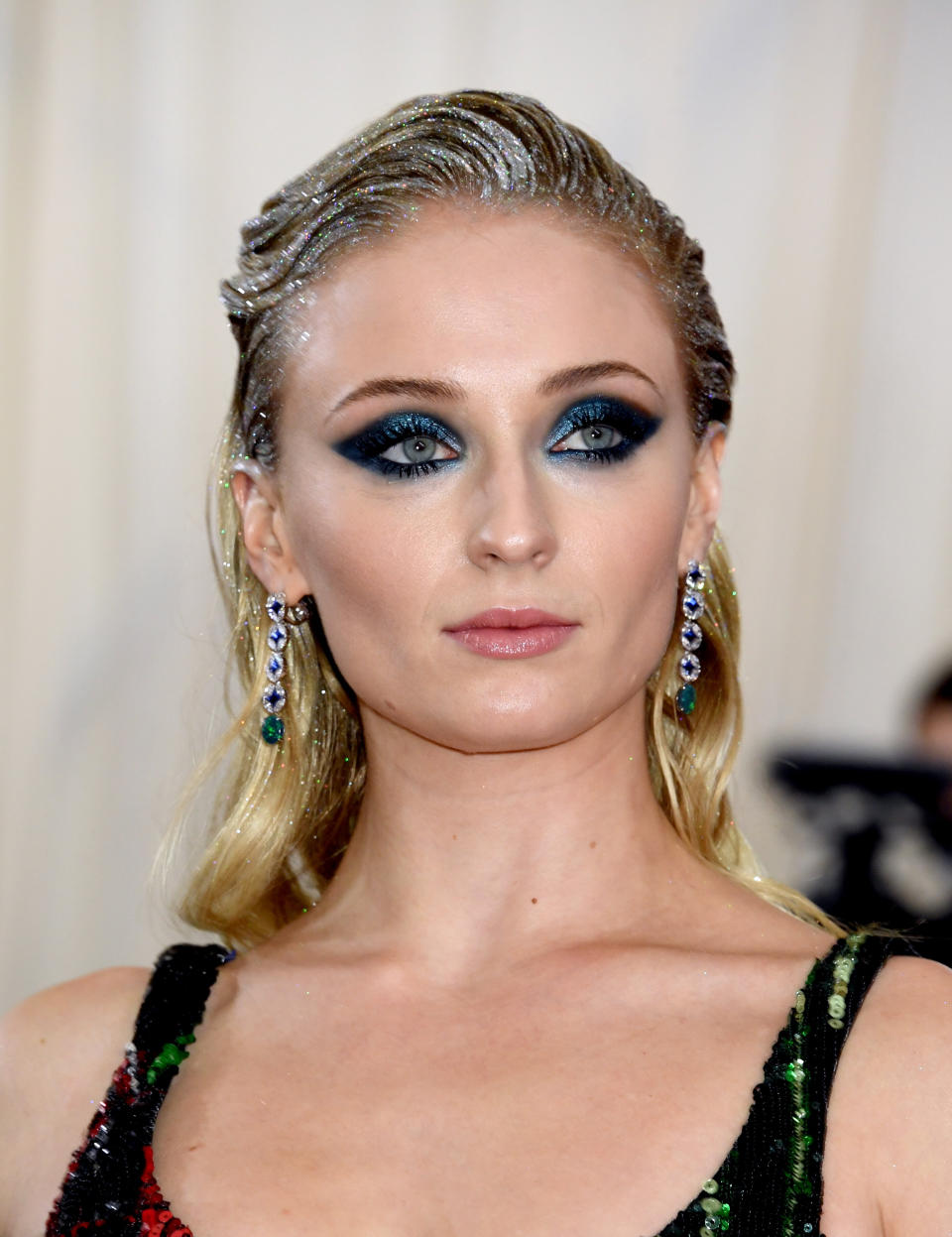 Sophie Turner at the Met Gala in New York City on May 6. Makeup by <a href="https://www.instagram.com/p/BxKSvzQg8hH/" target="_blank" rel="noopener noreferrer">Georgie Eisdell</a> using Pat McGrath products, hair by <a href="https://www.instagram.com/p/BxJC_2xJkMS/?utm_source=ig_embed" target="_blank" rel="noopener noreferrer">Christian Wood</a>.