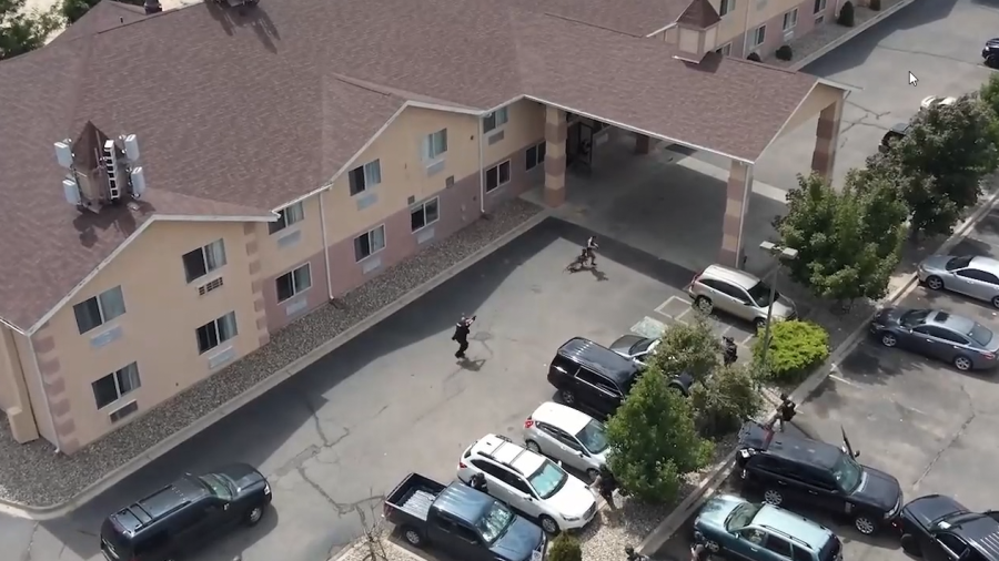 Aeroplaza officer involved shooting drone footage