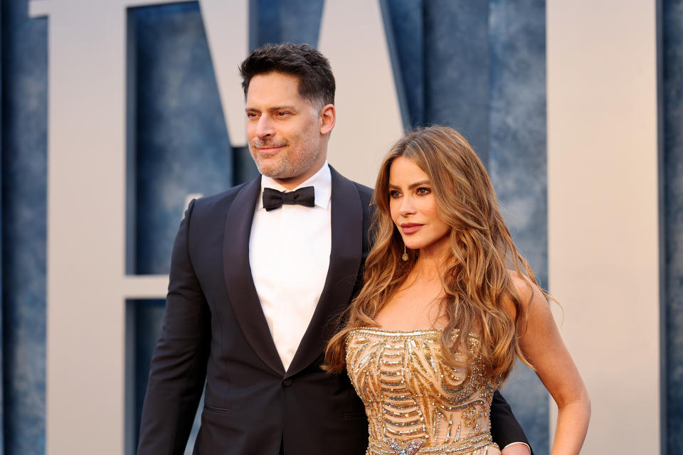 Joe Manganiello and Sof&#xed;a Vergara attend the 2023 Vanity Fair Oscar Party together on March 12, 2023 in Beverly Hills, California.