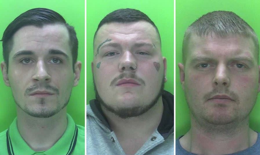 (From l-r) Robert Childerley, 26, Callum Raworth, 25, and  Luke Walters, 30 (Picture: Police)