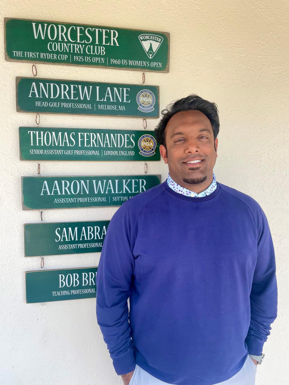 Thomas Fernandes stands outside the Worcester CC pro shop.