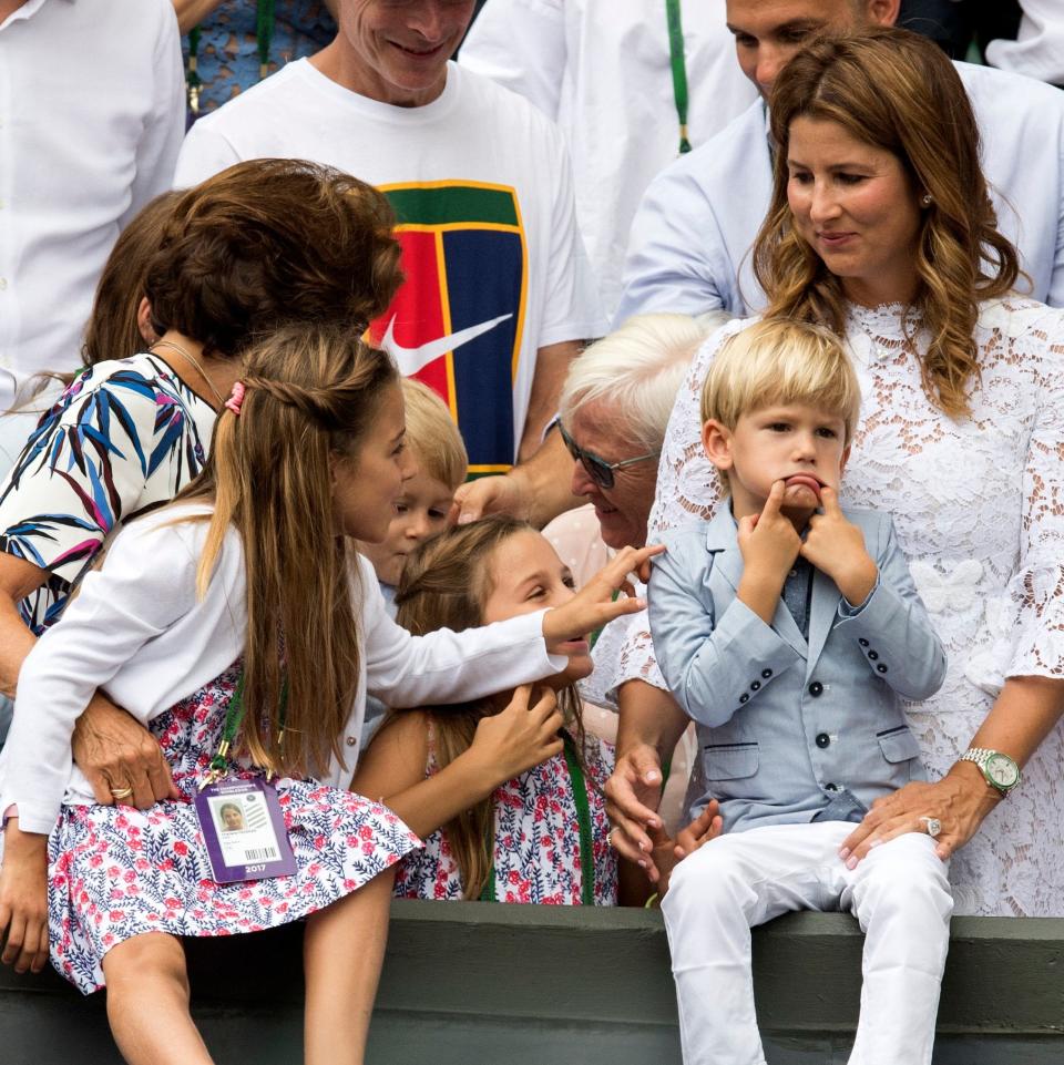 His wife Mirka and children were courtside for his victory - Credit:  Eddie Mulholland for The Telegraph