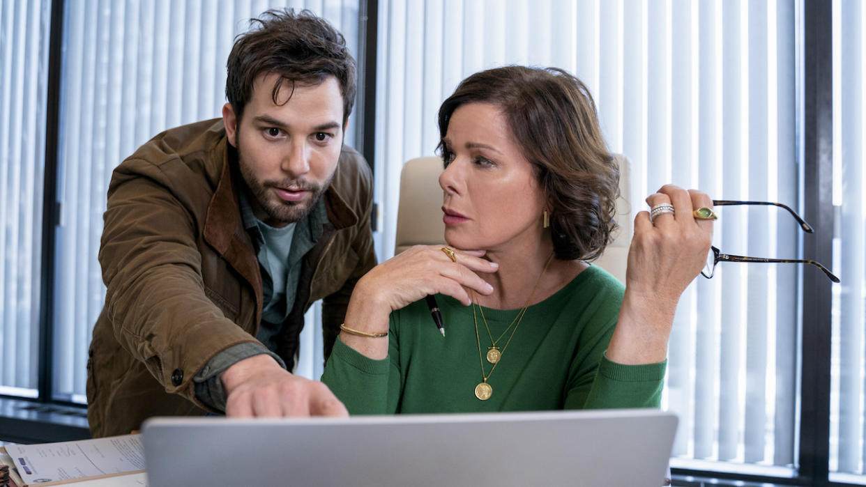  Skylar astin and marcia gay harden in so help me todd. 