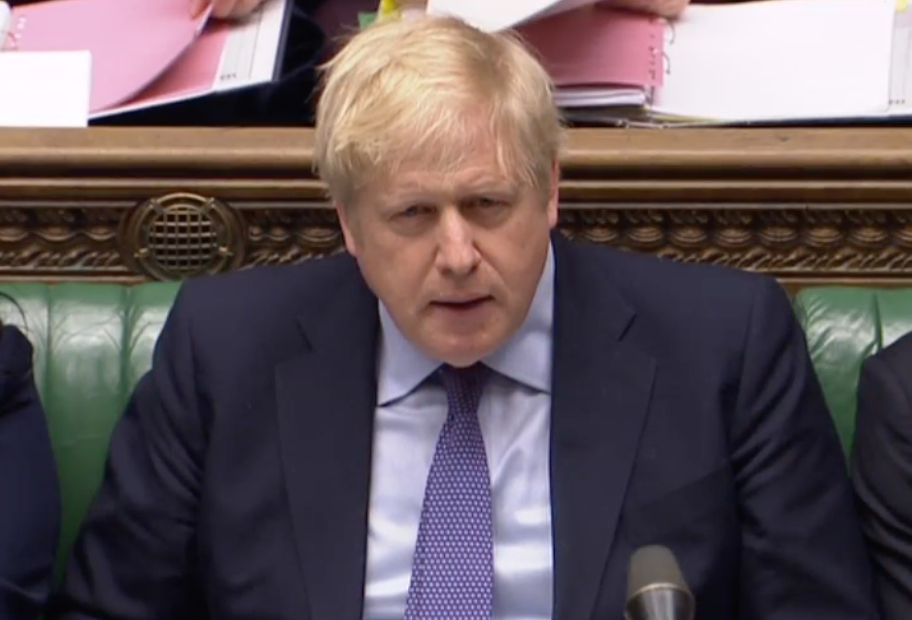 Boris Johnson reacts as Jeremy Corbyn attacks his response to the flooding (Parliamentlive.tv)