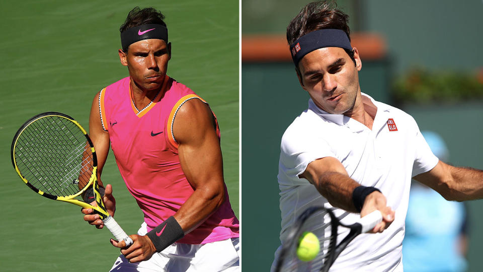 Rafael Nadal and Roger Federer are a win each away from meeting in the semi-finals. Pic: Getty