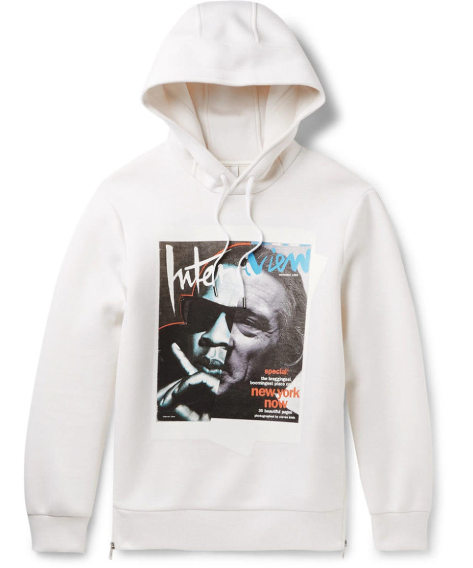 7) NEIL BARRETT: JAY DE NIRO PRINTED SCUBA-JERSEY HOODIE