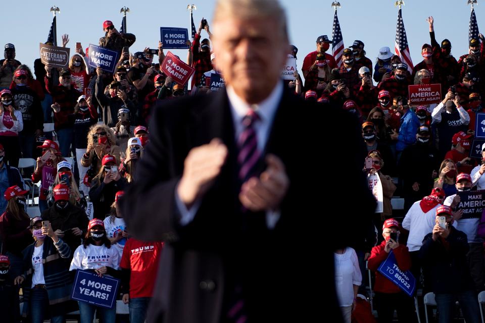 Then-President Donald Trump at a reelection campaign rally in Bemidji, Minnesota, on Sept. 18, 2020. (Photo: BRENDAN SMIALOWSKI/AFP via Getty Images)