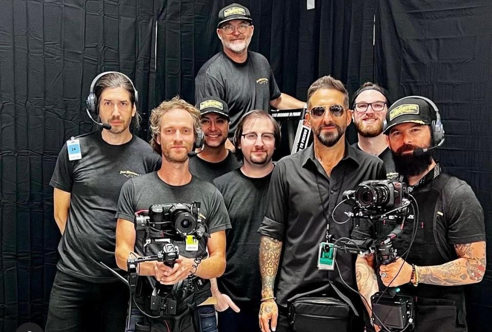 Send Musicians to Prison records each performance with 4K cameras and captures audio for both prisons to use as well as for the artist to release if they wish. Nathan Lee, third from right, is the founder of the 15-year-old 501c3.