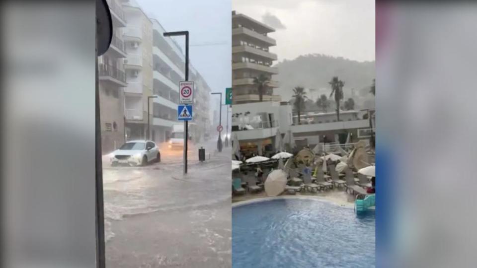 馬略卡島（Majorca）遭風暴侵襲一片狼藉。（圖／翻攝自《太陽報》）