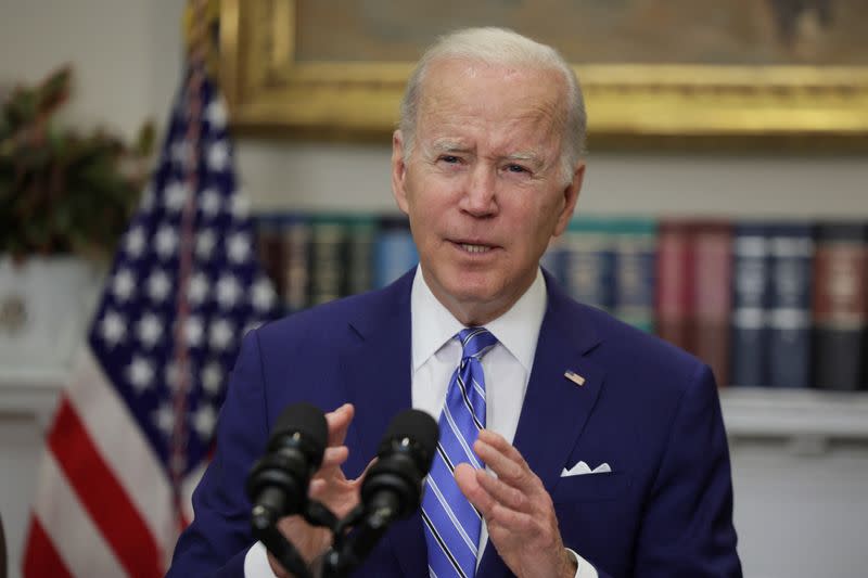 U.S. President Biden speaks to the media in Washington