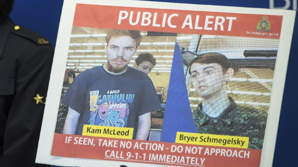 Pictured are suspects Kam McLeod and Bryer Schmegelsky wanted over the murders of Lucas Fowler and Chynna Deese in Canada.