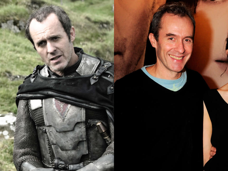 <b>Stephen Dillane (Stannis Baratheon)<br><br></b>As Iron Throne contender Stannis Baratheon, Stephen Dillane looks a lot more grim than he does in real life. (That armor must weigh a ton.) And this isn't his first time dabbling in the medieval genre; the actor played Merlin in the 2004 Keira Knightley film, "King Arthur."