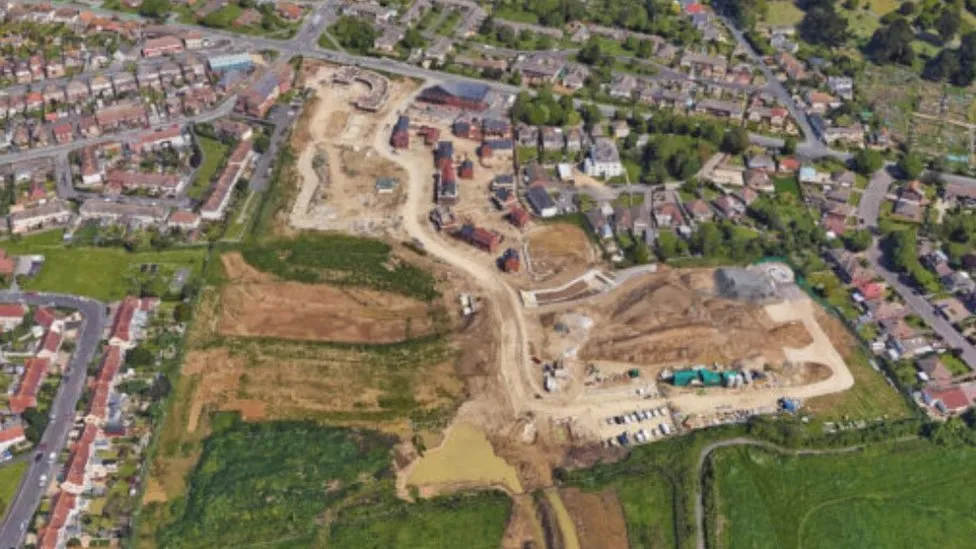 The development from a bird's eye view during the construction phase