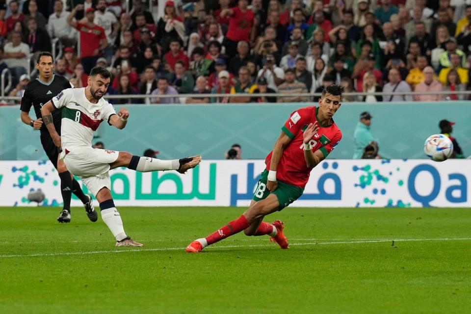 Portugal's Bruno Fernandes takes a shot at goal (AP)