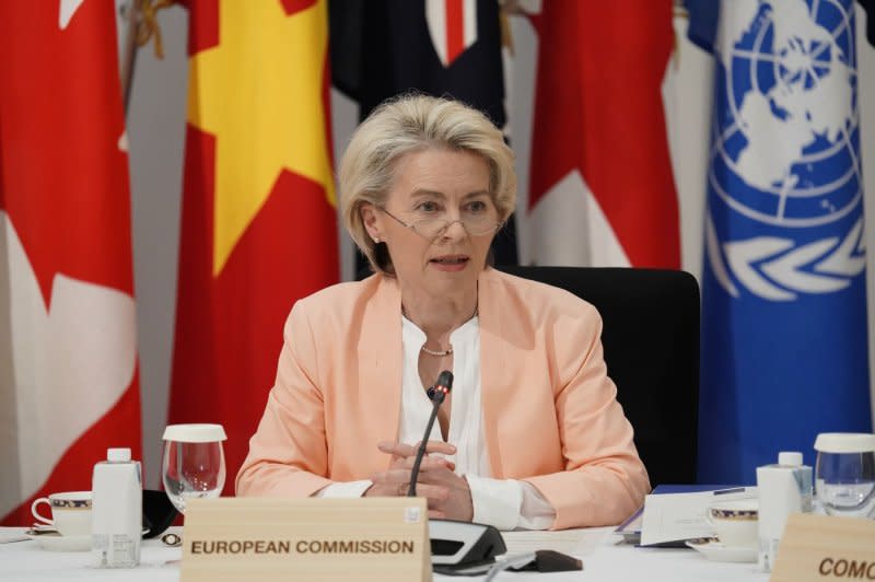 European Commission President Ursula von der Leyen said the economic rail and shipping link will increase the speed of trade between India and Europe by 40%. File Photo by courtesy of G7 Hiroshima Summit