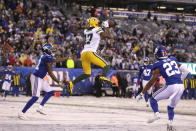 Green Bay Packers' Davante Adams (17) catches a touchdown pass during the second half of an NFL football game against the New York Giants, Sunday, Dec. 1, 2019, in East Rutherford, N.J. (AP Photo/Adam Hunger)