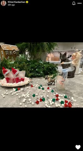 <p>Khloe Kardashian/Instagram</p> Elf on the shelf