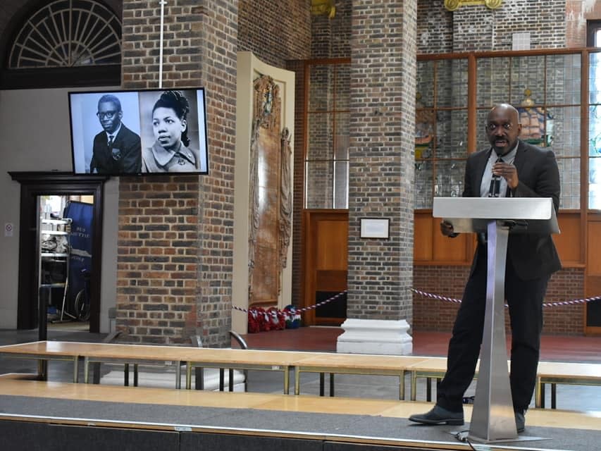 <p>Nicholas Boston speaking at the 70th anniversary of Windrush in Tilbury</p>Nicholas Boston