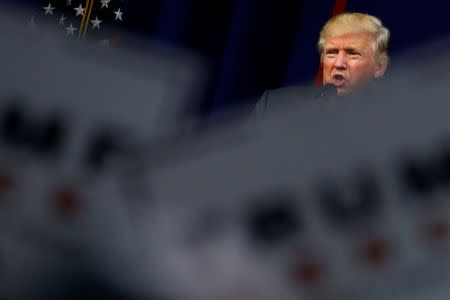 Republican presidential nominee Donald Trump holds a rally with supporters in Aston, Pennsylvania, U.S. September 22, 2016. REUTERS/Jonathan Ernst