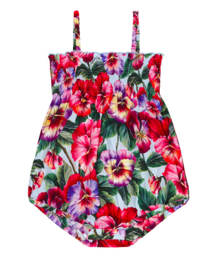 Dolce & Gabbana Kids baby floral cotton playsuit, S$231 (was S$330), 30% off. PHOTO: Mytheresa