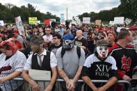 <p>Fans of the US rap group Insane Clown Posse, known as Juggalos, assemble on Sept. 16, 2017 near the Lincoln Memorial in Washington to protest at a 2011 FBI decision to classify their movement as a gang. (Photo: Paul J. Richards/AFP/Getty Images) </p>