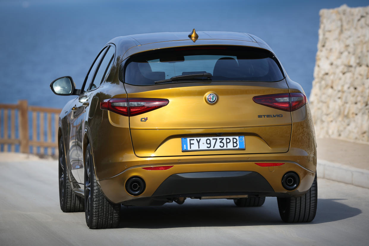 Black badges feature at the rear of the car