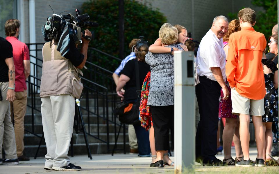 Melissa Brackman, the widow of Scott Ponder, was in court with a civil suit against Todd Kohlhepp on Friday at the Spartanburg County Courthouse. Her husband, Scott Ponder, was one of the Superbike Motorsports victims killed on Nov. 6, 2003. Several other families also testified in their civil action case against Kohlhepp.  [ALEX HICKS JR/Spartanburg Herald-Journal]