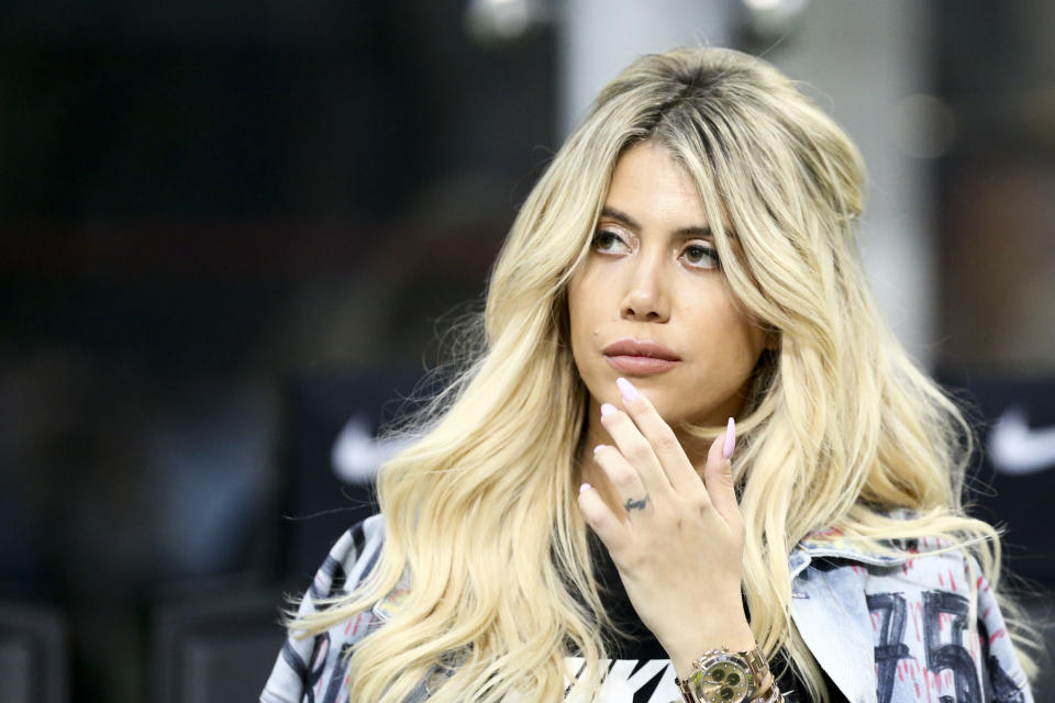 STADIO GIUSEPPE MEAZZA, MILANO, ITALY - 2019/05/13: Wanda Nara  , wife and football agent of Mauro Icardi, attends the Serie A match between FC Internazionale and Ac Chievo Verona. Fc Internazionale wins 2-0 over Ac Chievo Verona. (Photo by Marco Canoniero/LightRocket via Getty Images)