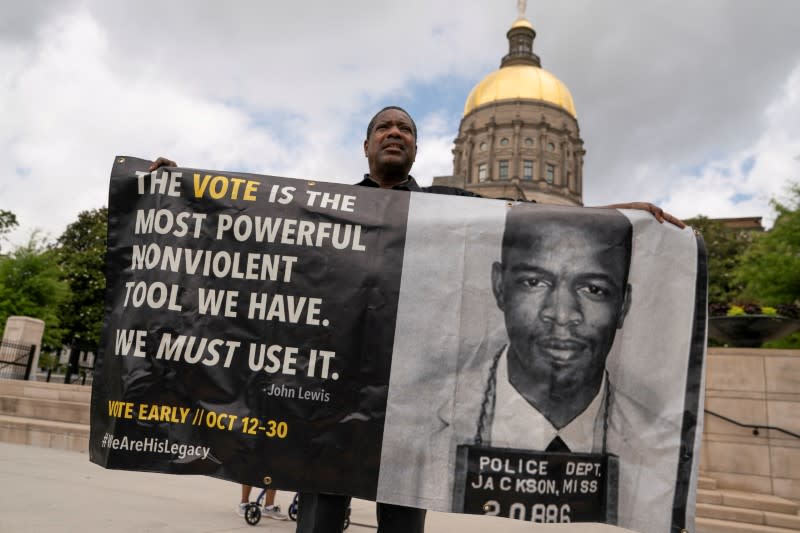 FILE PHOTO: Rally against the state's new voting restrictions, in Atlanta