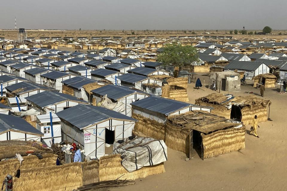 An aerial view of Jere Camp where people displaced by Islamist extremists are residing in Maiduguri, Nigeria in May 2022. (AP Photo/Chinedu Asadu)